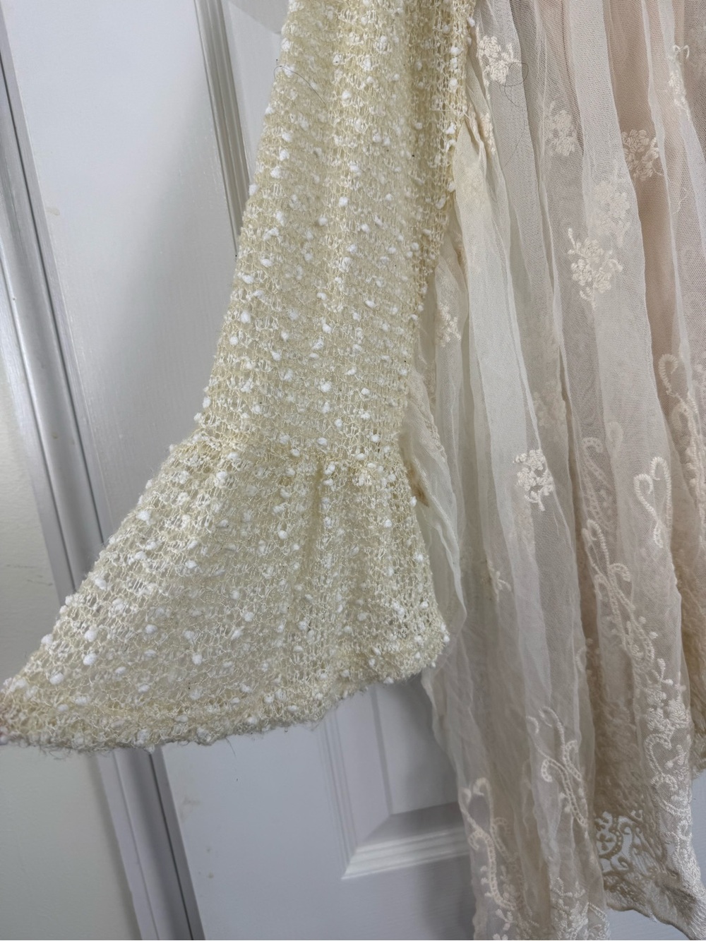Ryu Anthropologie Whimsigoth Victorian Open Knit and Lace Embroidered Top Large - Picture 3 of 6